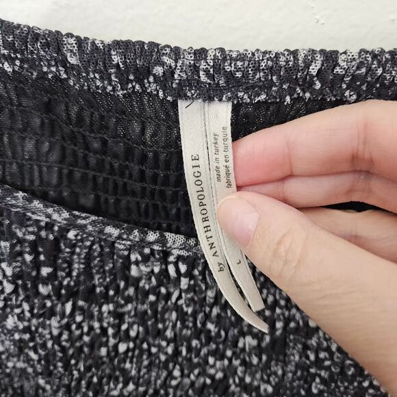 Anthropologie Aurelia Smocked Top Floral Sz Large Balloon Short Sleeves Stretch - Picture 5 of 8